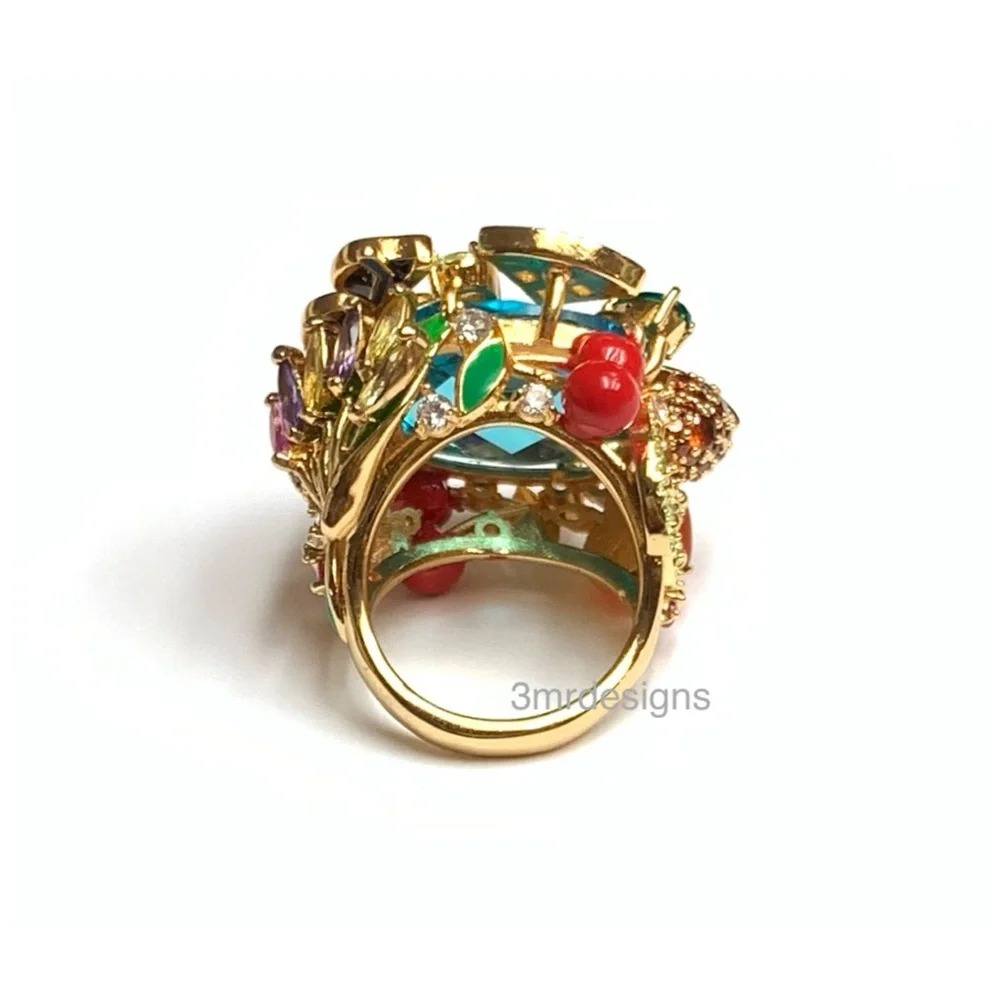 NWT Kate Spade ♠️ SWEET TREASURES 12-K Gold Plated Glass Pearl/CZ Crystals Ring - Picture 5 of 12